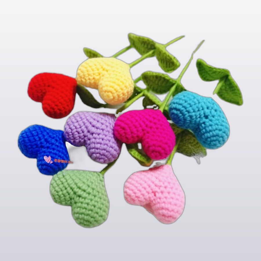 Handmade Crochet Heart Flower Stem