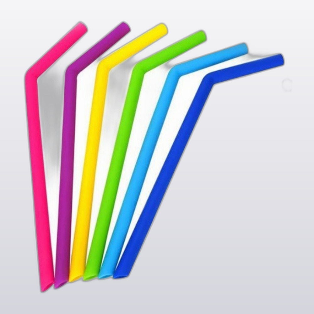 Silicone Straws Set of 6 with Cleaning Brushes