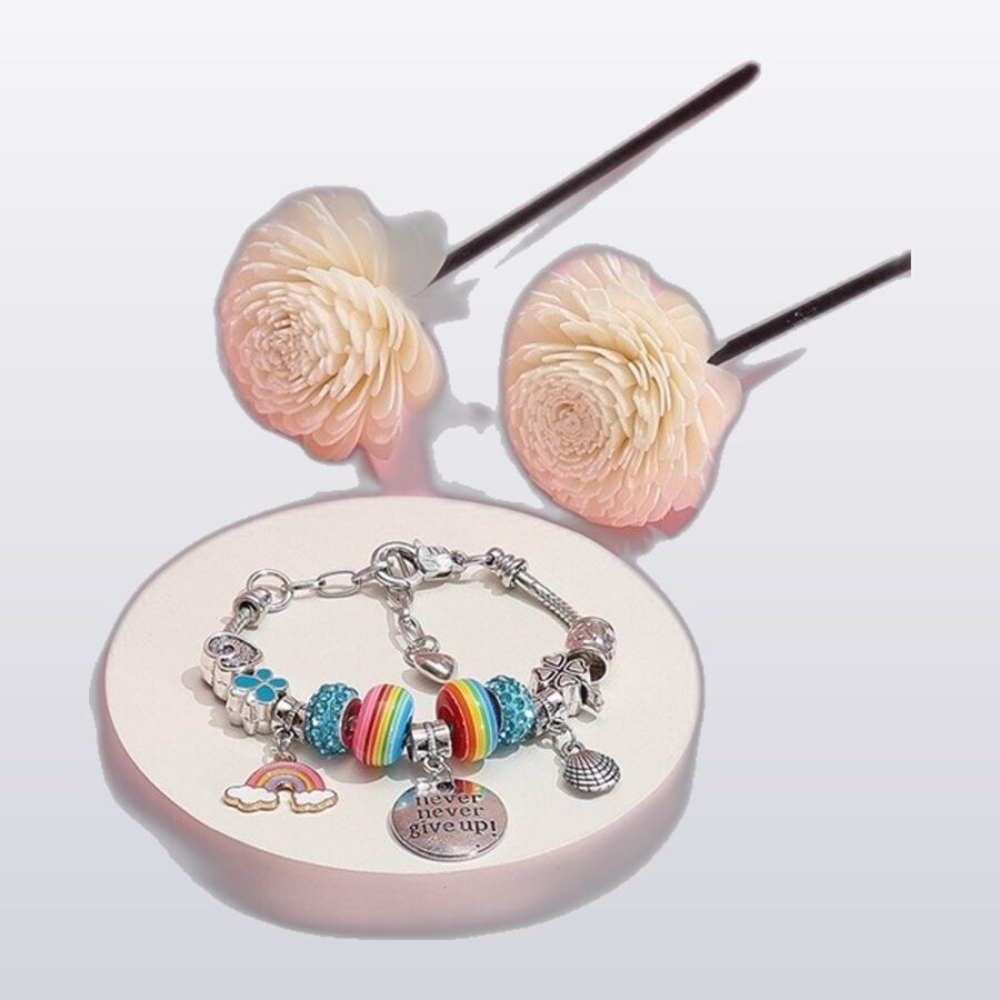 Alloy Rainbow Bead Pendant Set Handmade Bracelet-Making Kit